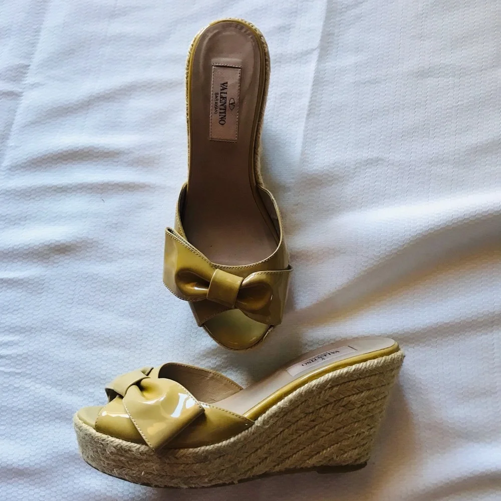 Valentino Yellow Wedge Sandals